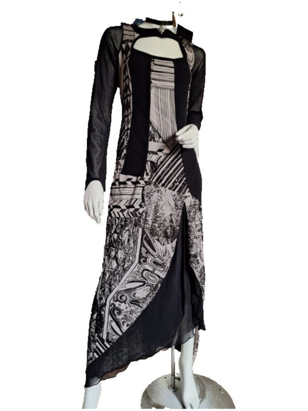 Save The Queen Vintage Mesh Avant Garde Maxi Dress